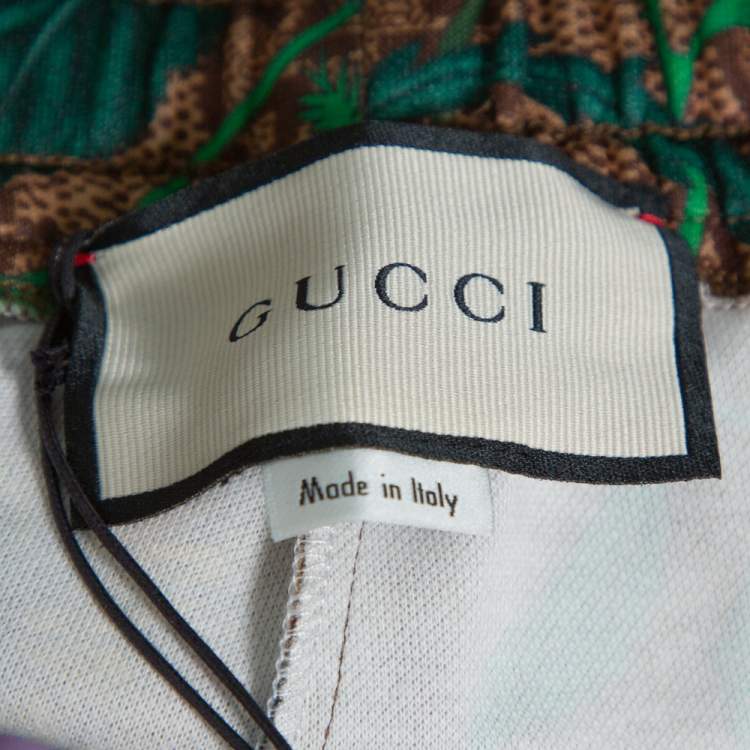Pre Owned Gucci Brown Knit Flora GG Supreme Pattern Track Pants S