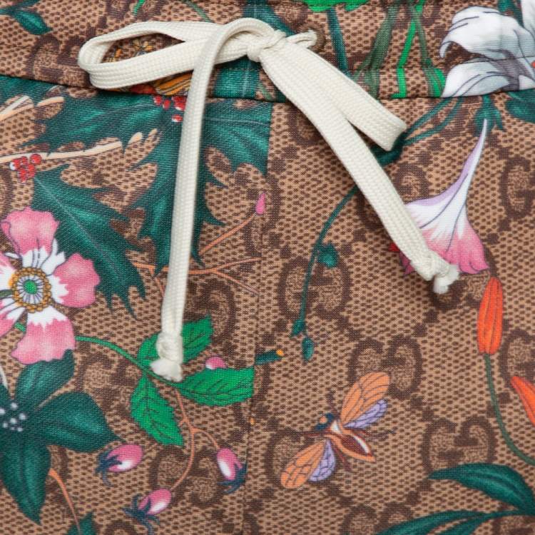 Pre Owned Gucci Brown Knit Flora GG Supreme Pattern Track Pants S