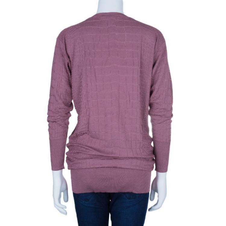 Pre Owned Gucci Mauve Textured Knit Top M