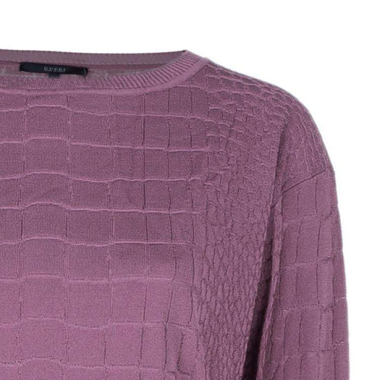 Pre Owned Gucci Mauve Textured Knit Top M