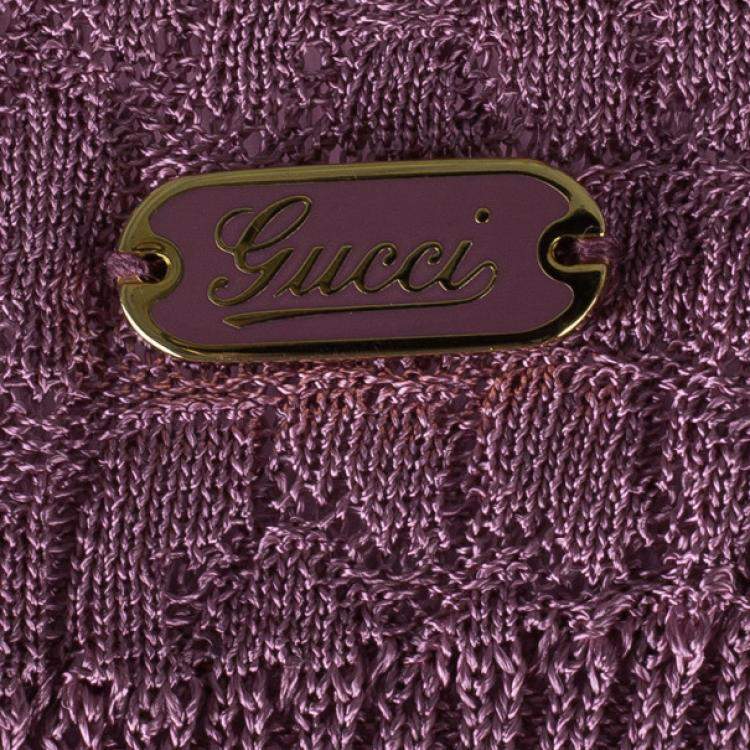 Pre Owned Gucci Mauve Textured Knit Top M