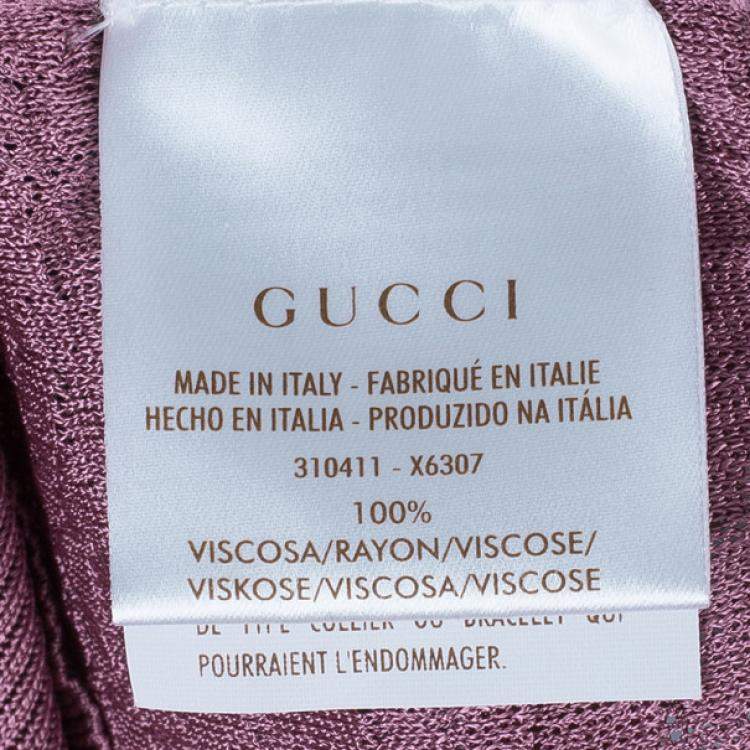 Pre Owned Gucci Mauve Textured Knit Top M
