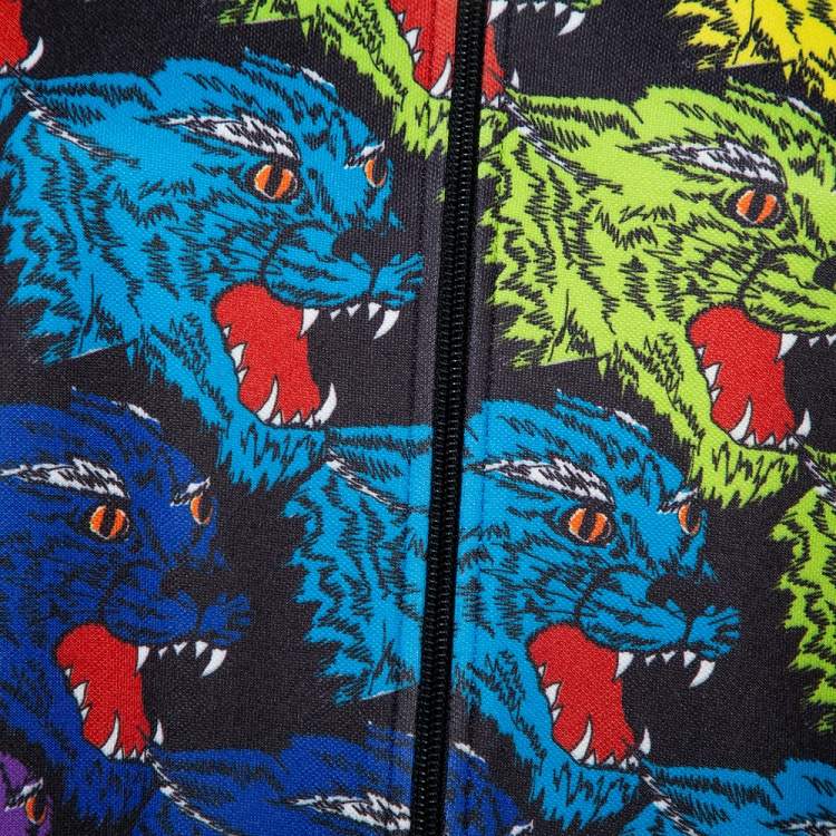 Pre Owned Gucci Multicolor Panther Face Printed Jersey Technical Jacket XS