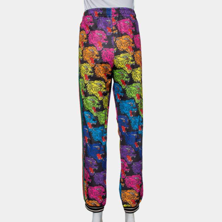 Pre Owned Gucci Multicolor Panther Face Printed Jersey Technical Jogger Pants S