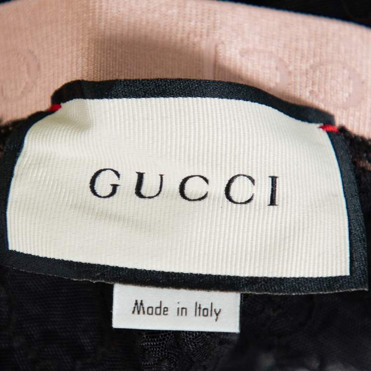 مملوكة مسبقًا Gucci Black Logo Embroidered Tulle Sheer Leggings XS