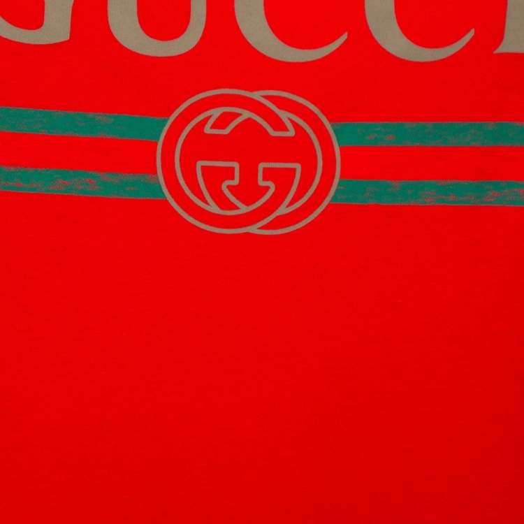 مملوكة مسبقًا Gucci Red Logo Printed Cotton Tank Top S