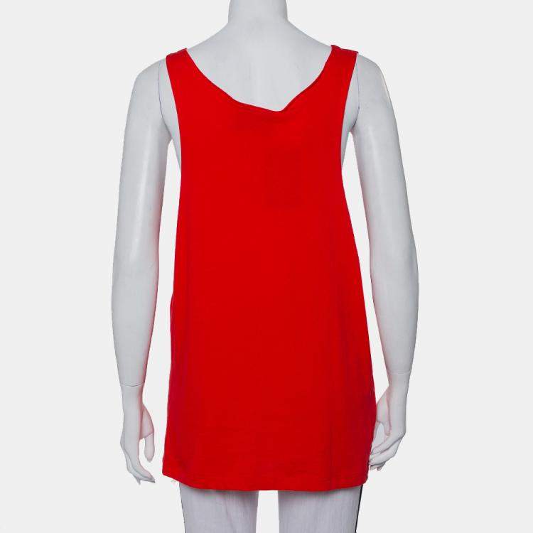 مملوكة مسبقًا Gucci Red Logo Printed Cotton Tank Top S