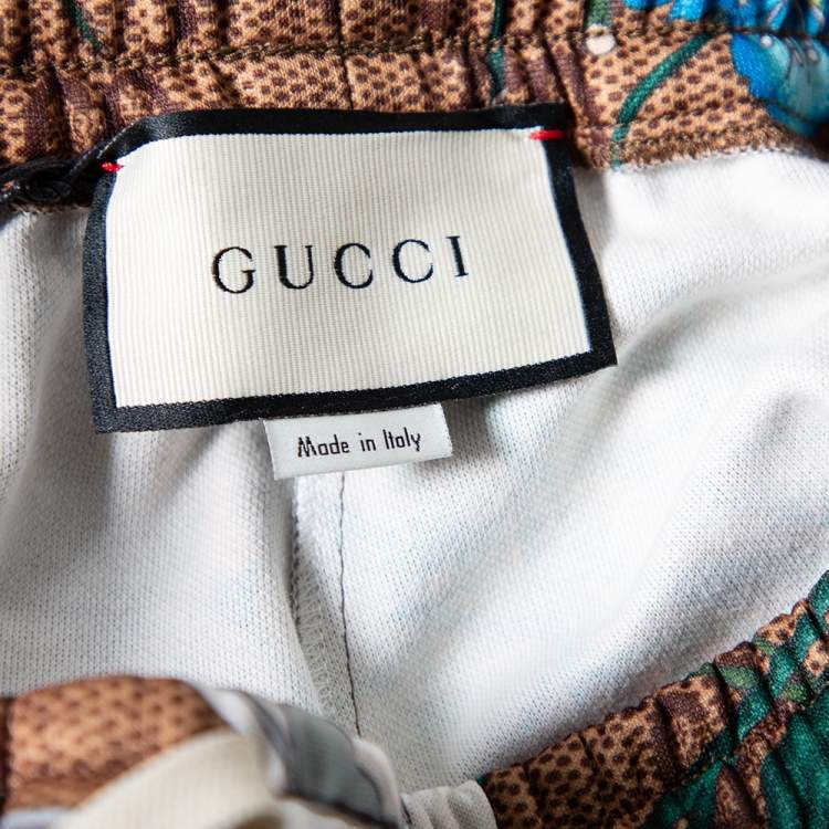 Pre Owned Gucci Brown Floral Printed Knit Joggers S