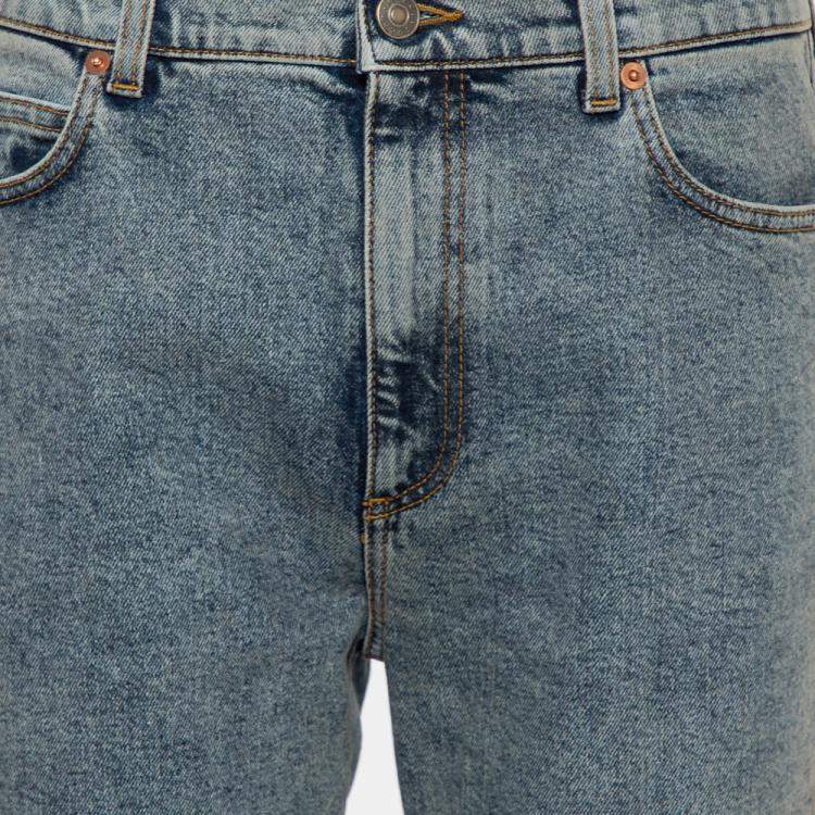 Pre Owned Gucci Blue Logo Printed Denim Muddy Effect Skinny Jeans M
