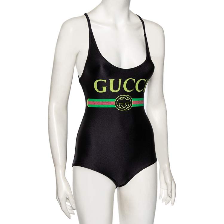 Gucci Sparkling Fake Logo Swimsuit in Black