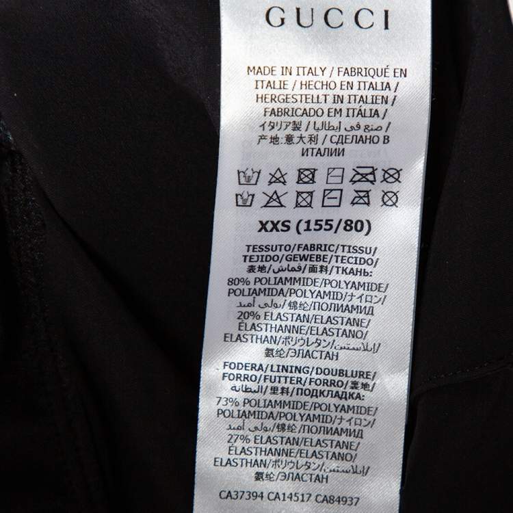 Pre Owned Gucci Black Lycra Logo Printed Sparkling Swimsuit XXS
