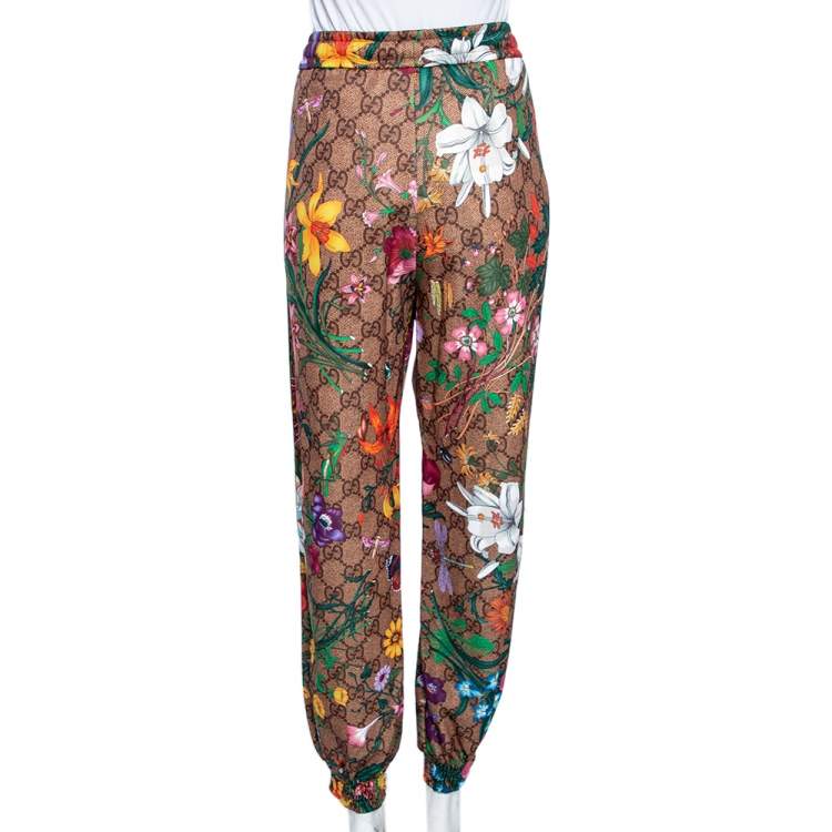 Pre Owned Gucci Multicolored GG Supreme Flora Printed Jersey Joggers M