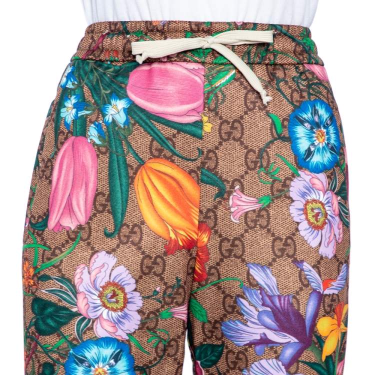 Pre Owned Gucci Multicolored GG Supreme Flora Printed Jersey Joggers M