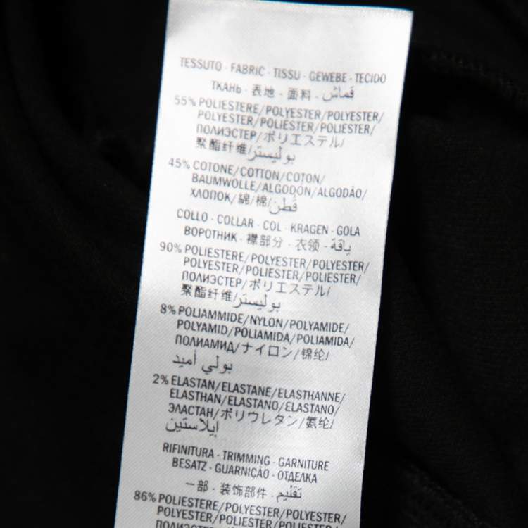 Pre Owned Gucci Black Jersey Floral Embroidered Ruffled Detail Technical Jacket L