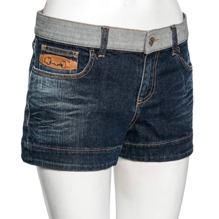 Gucci Navy Blue Denim Horsebit Detail Shorts M Gucci | TLC