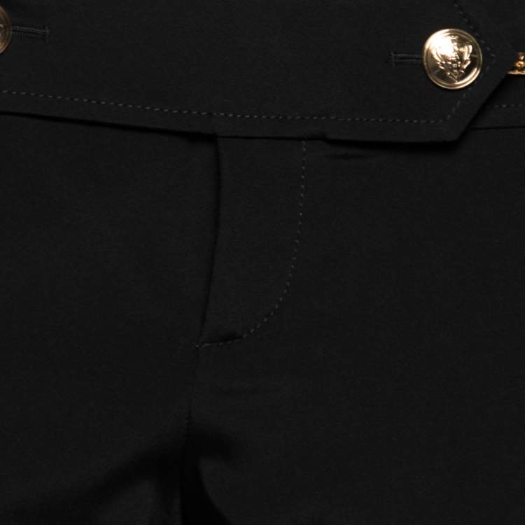 Pre Owned Gucci Black Crepe Belted Chain Detail Cropped Tailored Trousers M
