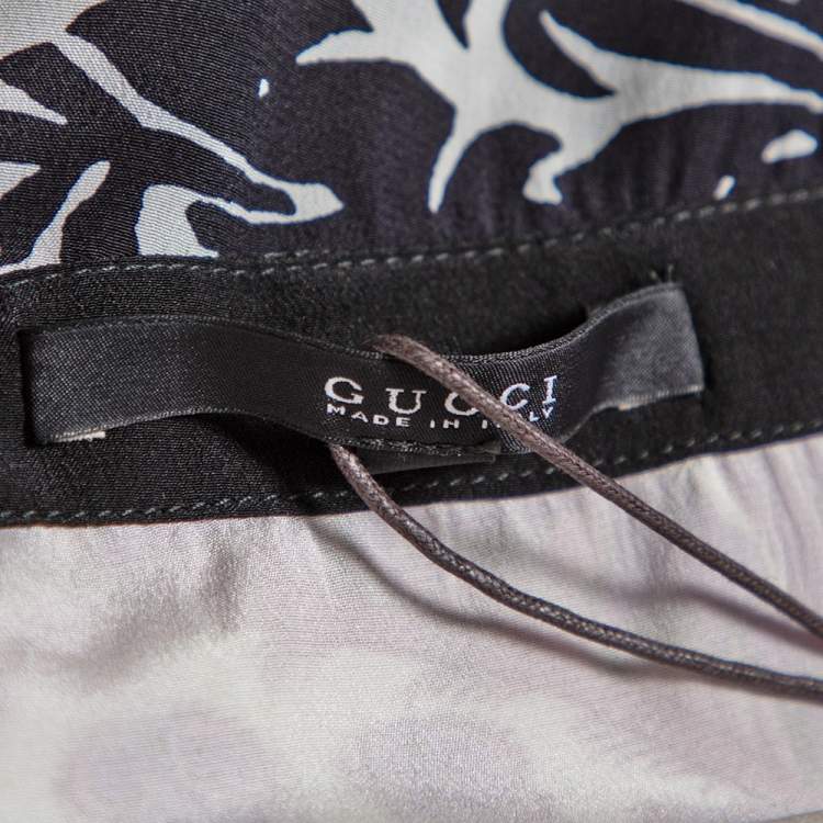 Pre Owned Gucci Multicolor Printed Silk Pleated V Neck Dress M