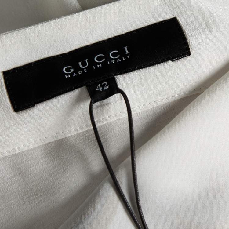 Pre Owned Gucci White Horse and Tassel Printed Silk Pants M