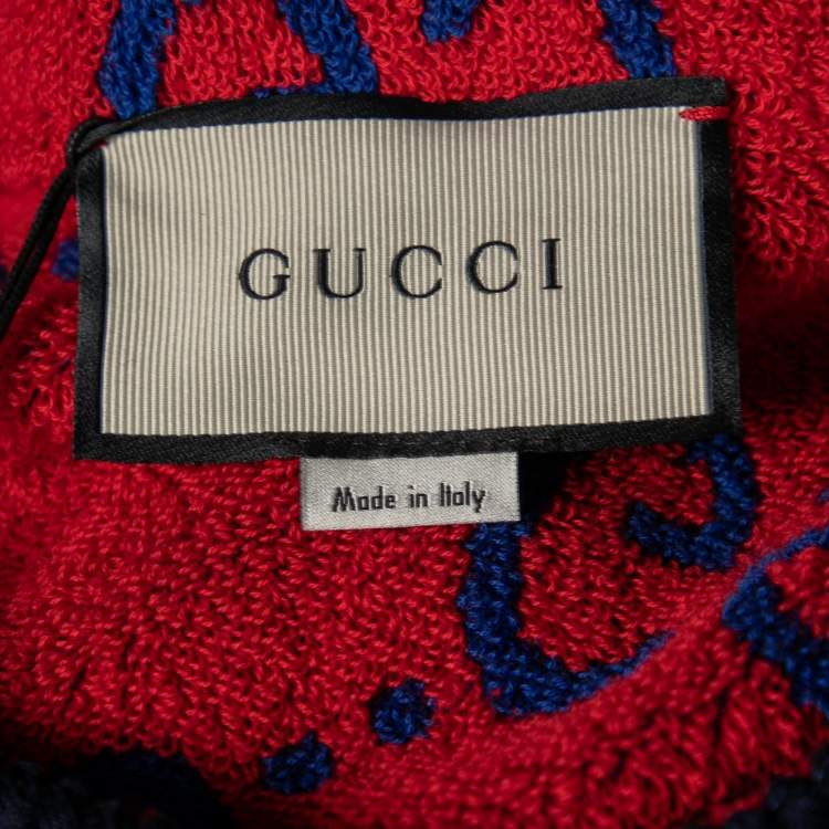 Pre Owned Gucci Blue GG Jacquard Terry Cotton Sleeveless Dress L