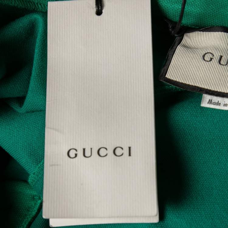 Pre Owned Gucci Green Technical Jersey Web Stripe Logo Trimmed Leggings M
