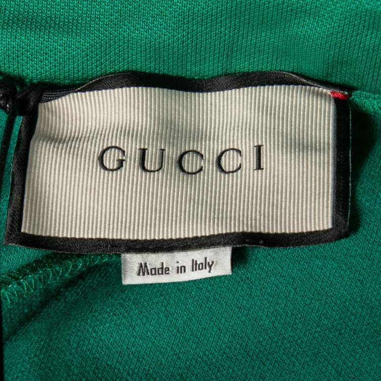 Pre Owned Gucci Green Technical Jersey Web Stripe Logo Trimmed Leggings M