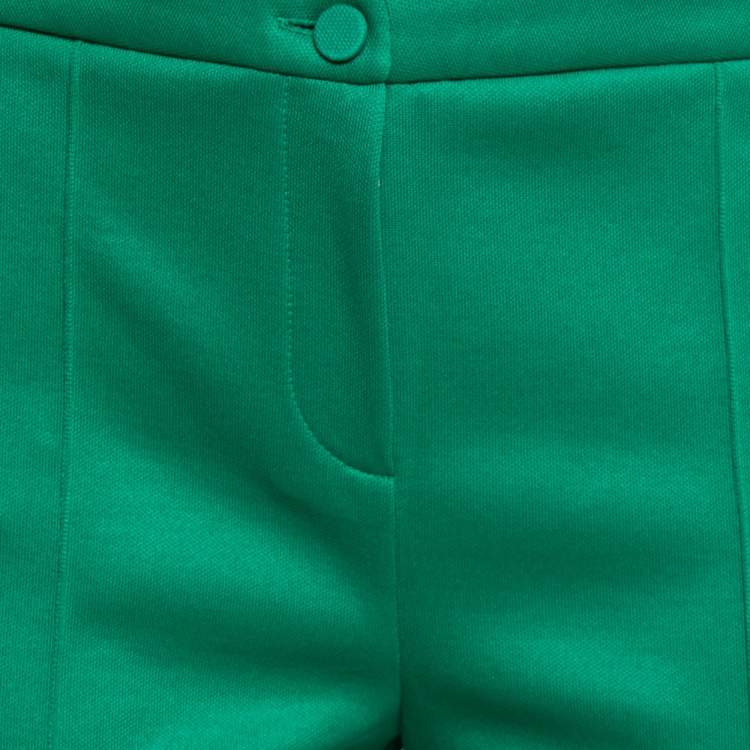 Pre Owned Gucci Green Technical Jersey Web Stripe Logo Trimmed Leggings M