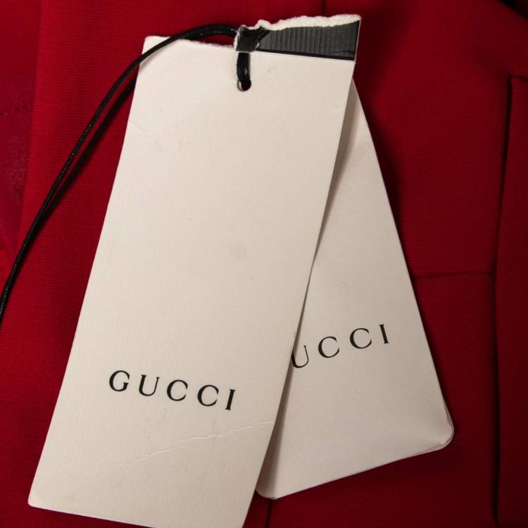 Pre Owned Gucci Fuchsia Crepe GG Buckle Detail Cropped Flared Pants M