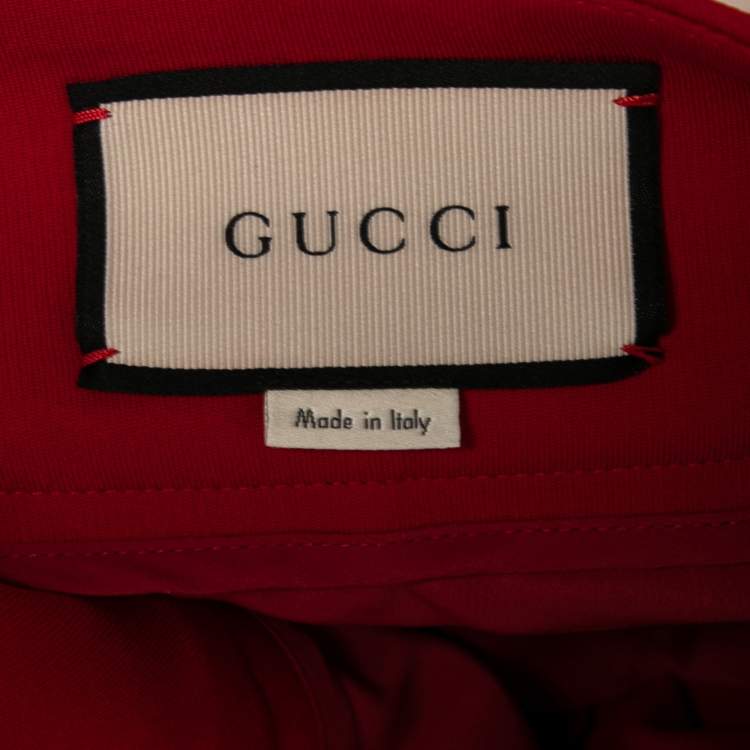 Pre Owned Gucci Fuchsia Crepe GG Buckle Detail Cropped Flared Pants M