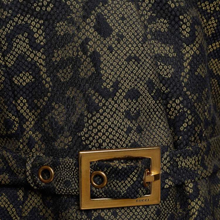 Pre Owned Gucci Green Animal Pattered Jacquard Skirt Suit M