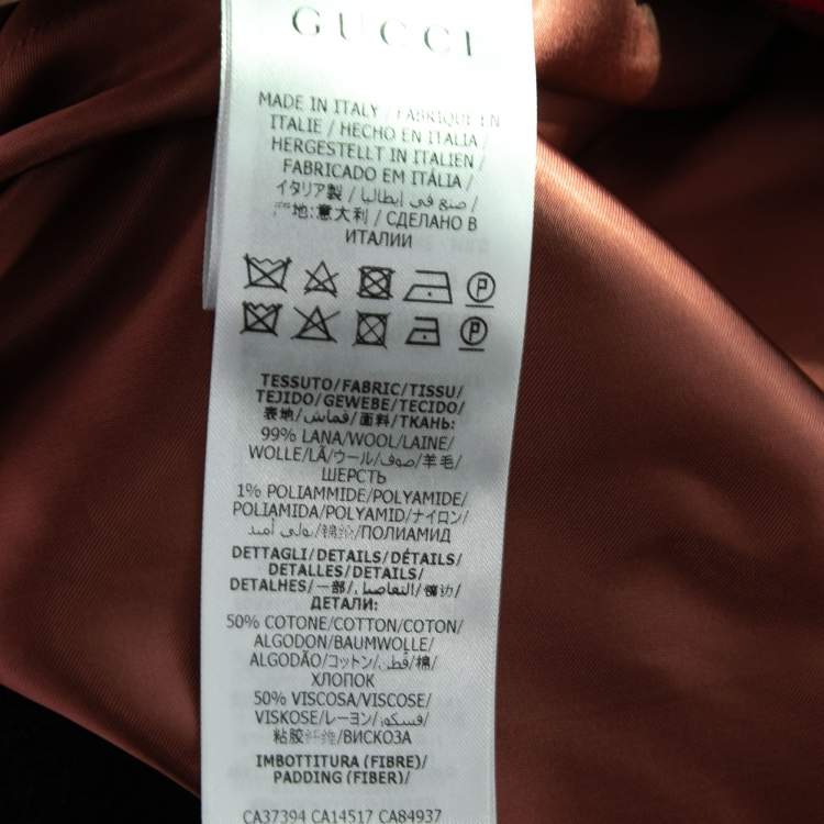 Pre Owned Gucci Black Wool Web-Trim Padded Jacket S