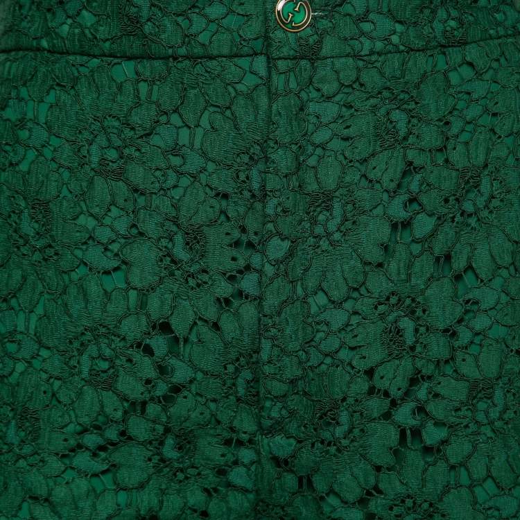 Pre Owned Gucci Green Floral Lace Shorts M