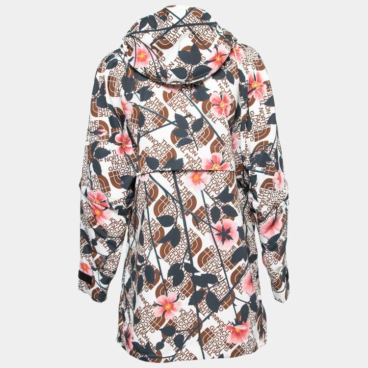 Pre Owned Gucci X North Face Multicolor Floral Print Synthetic Hooded Jacket XXS
