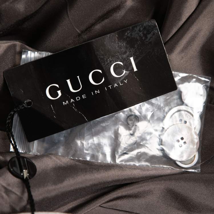 Pre Owned Gucci Taupe Corduroy Button Front Blazer S