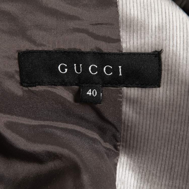 Pre Owned Gucci Taupe Corduroy Button Front Blazer S