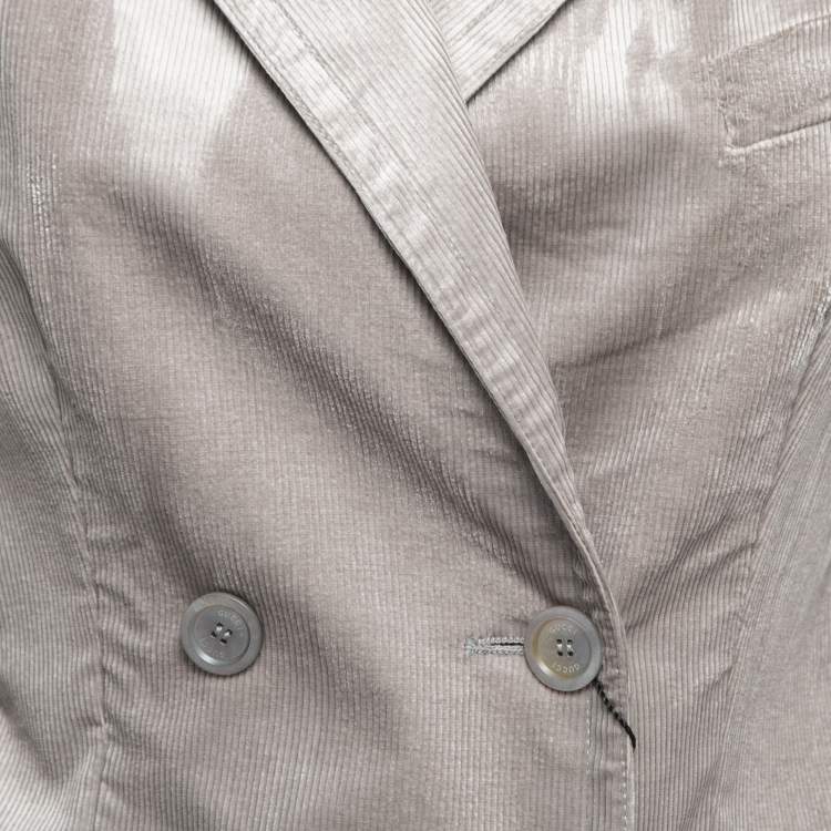 Pre Owned Gucci Taupe Corduroy Button Front Blazer S