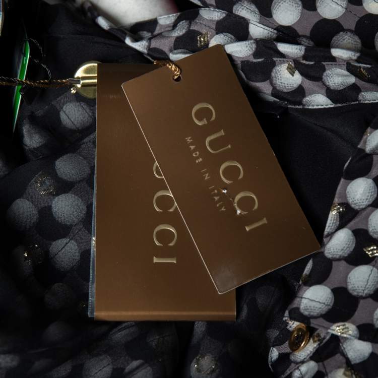 مملوكة مسبقًا Gucci Black Dot Printed Fil Coupe Midi Dress M