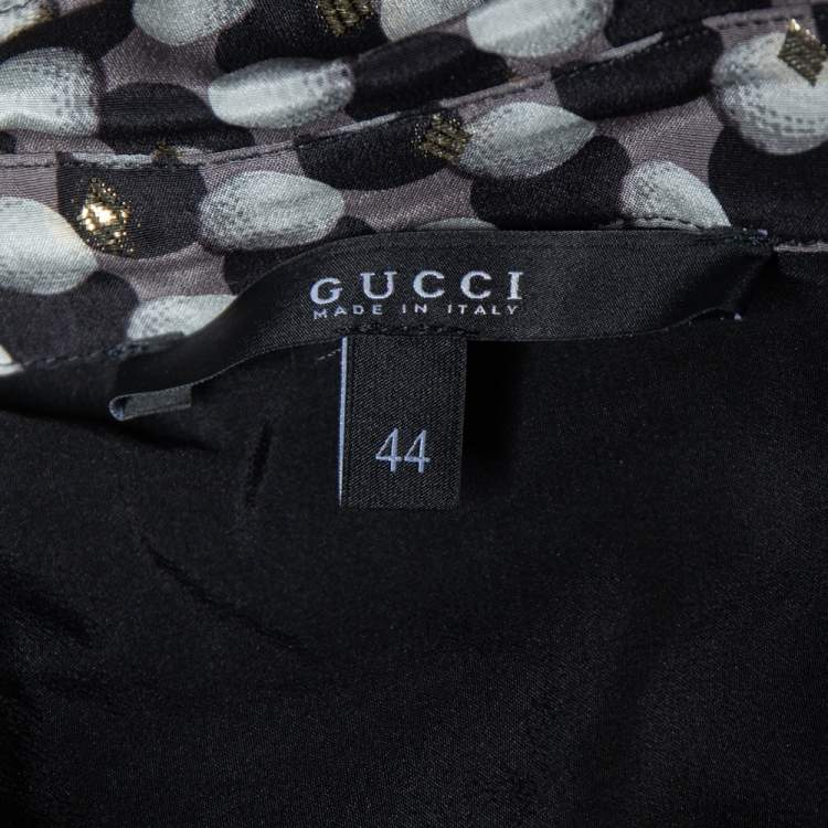 مملوكة مسبقًا Gucci Black Dot Printed Fil Coupe Midi Dress M