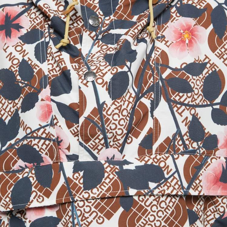 Pre Owned Gucci X North Face Multicolor Floral Print Synthetic Hooded Jacket XXS
