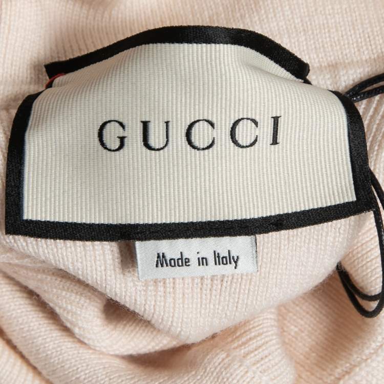 Pre Owned Gucci Cream Wool Rib Knit Turtleneck Sweater S