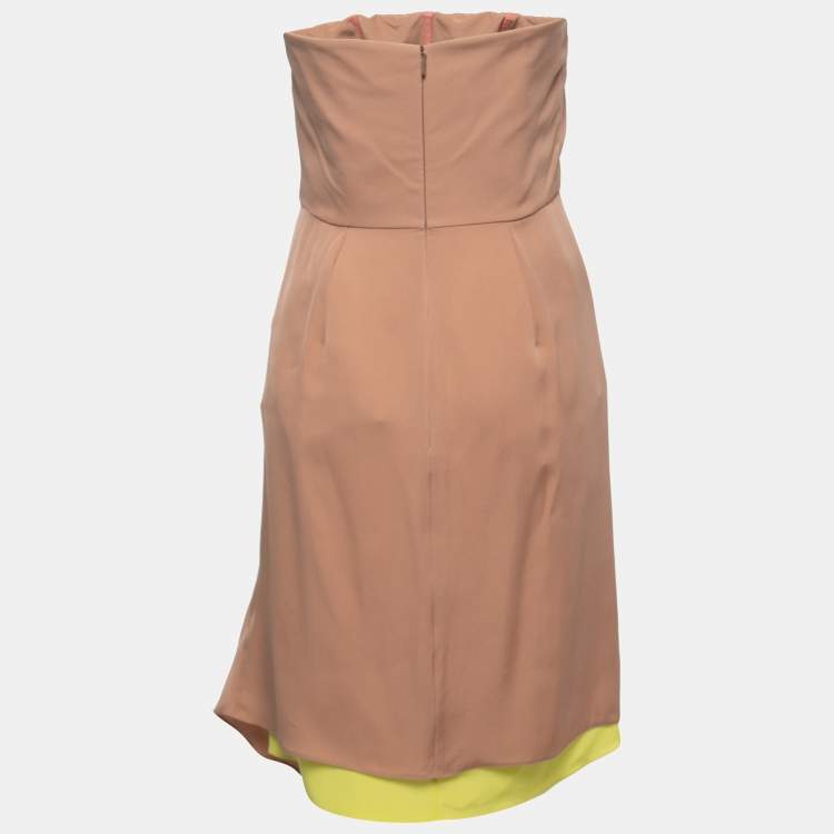 مملوكة مسبقًا Gucci Beige Silk Chiffon Strapless Short Dress M