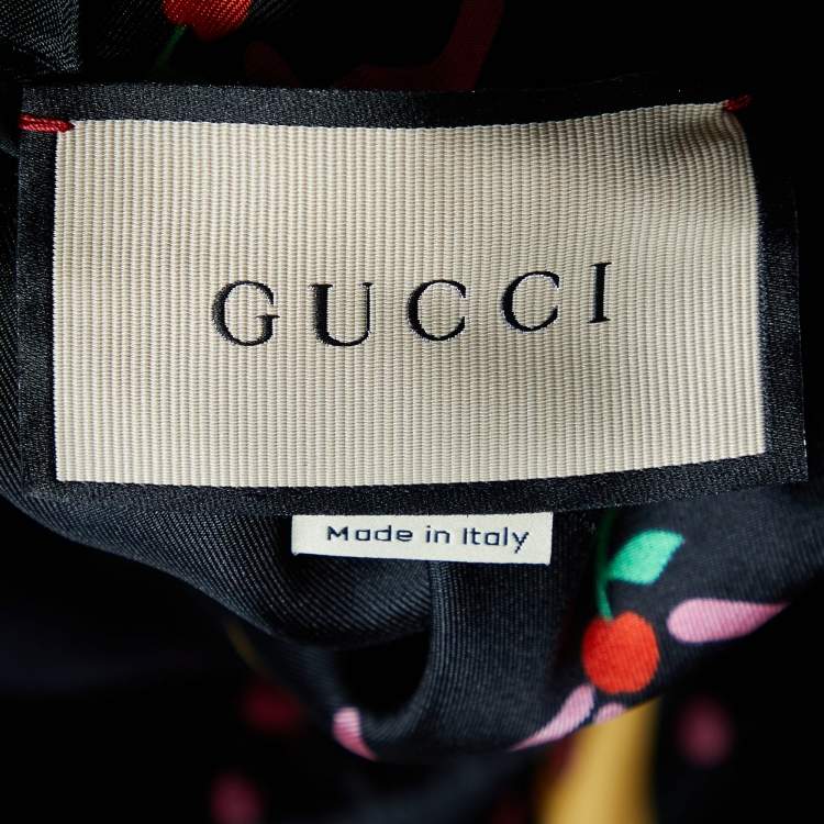Pre Owned Gucci Black Ice Cream Printed Silk Flared Hem Pants S
