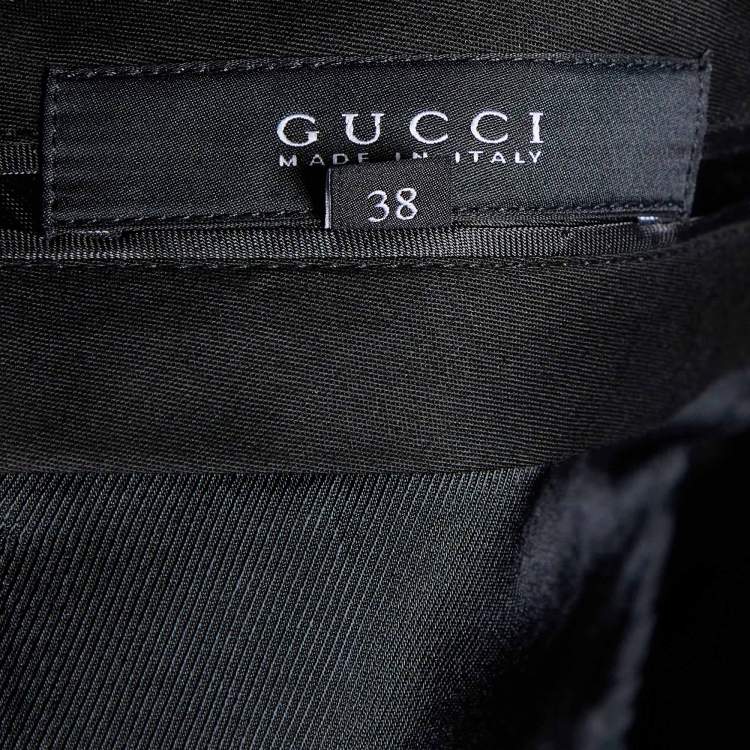Pre Owned Gucci Black Cotton Straight Leg Pants S