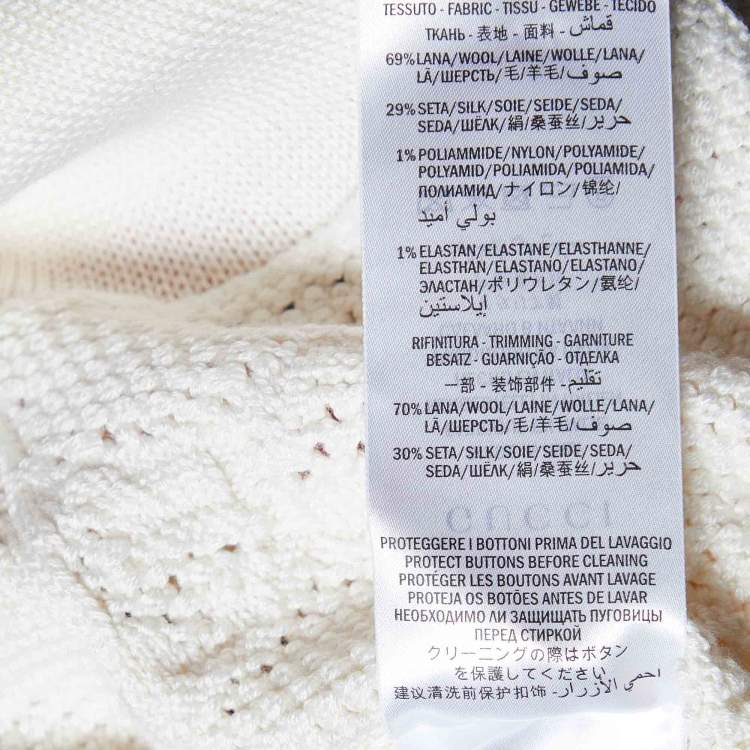 مملوكة مسبقًا Gucci Off White Wool Knit Contrast Detail Button Front Cardigan S