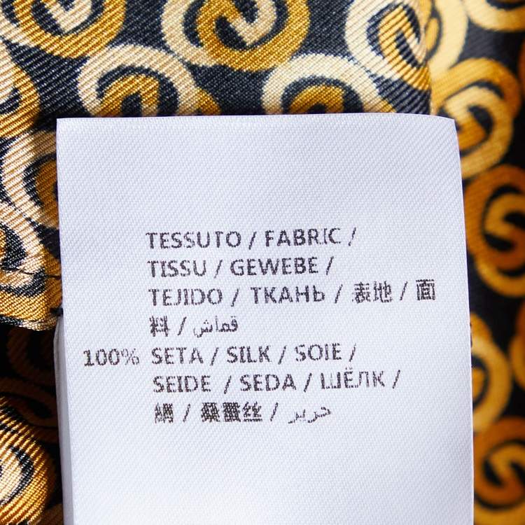 مملوكة مسبقًا Gucci Gold interlocking Printed Silk Neck Tie Detail Shirt L