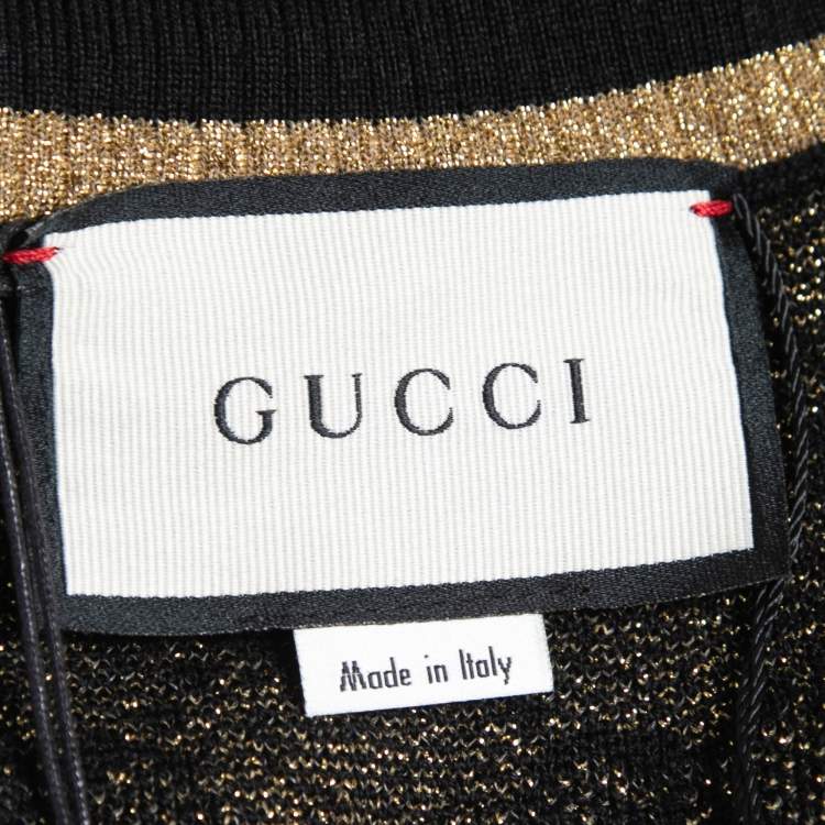 مملوكة مسبقًا Gucci Black Patterned Lurex Knit Knee Length Skirt S