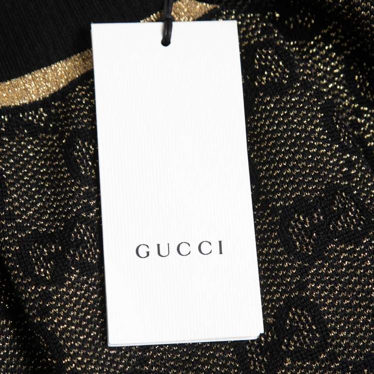 مملوكة مسبقًا Gucci Black Patterned Lurex Knit Knee Length Skirt S