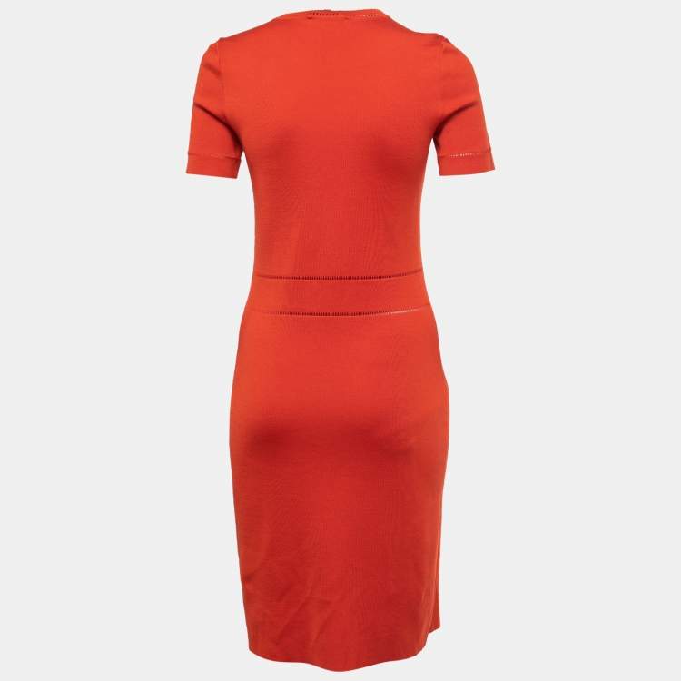 مملوكة مسبقًا Gucci Orange Knit Crew Neck Short Dress M