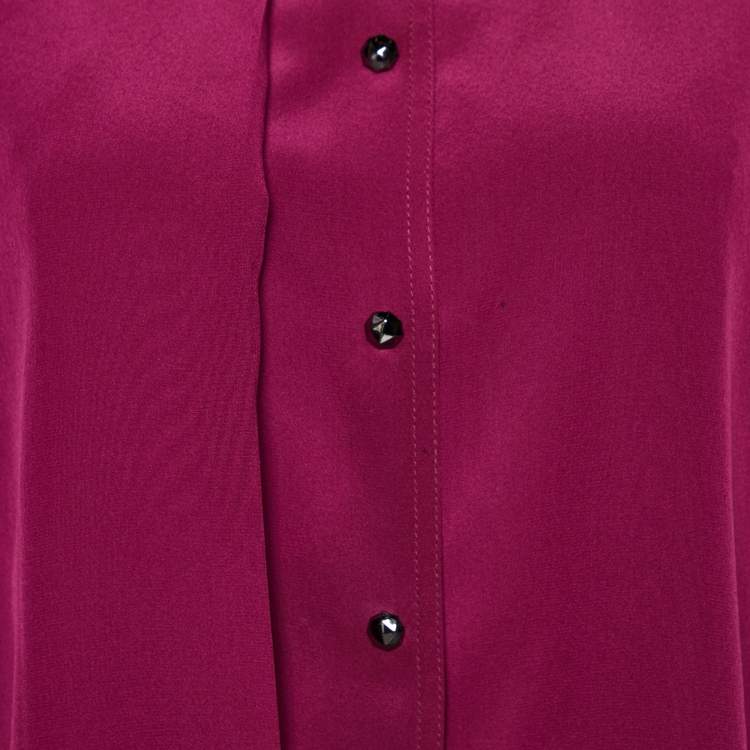 Pre Owned Gucci Dark Purple Silk Button Front Shirt M
