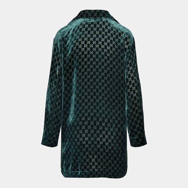Pre Owned Gucci Green Velvet Guccissima Long Shirt XXL