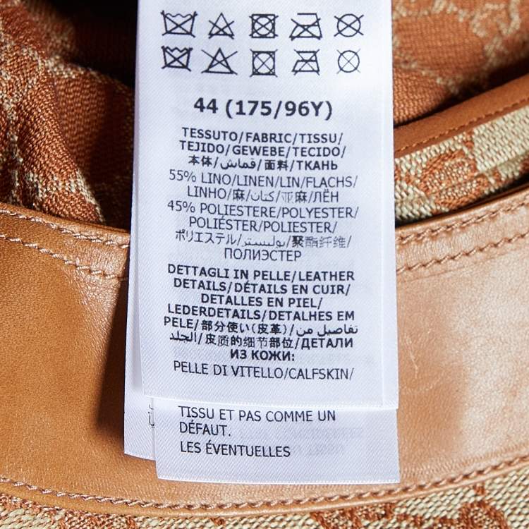 مملوكة مسبقًا Gucci Brown Logo Linen Canvas & Leather Trim Mini Dress M